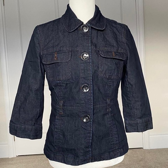 Women's Dark Blue Denim Jacket - Picture 3 of 8